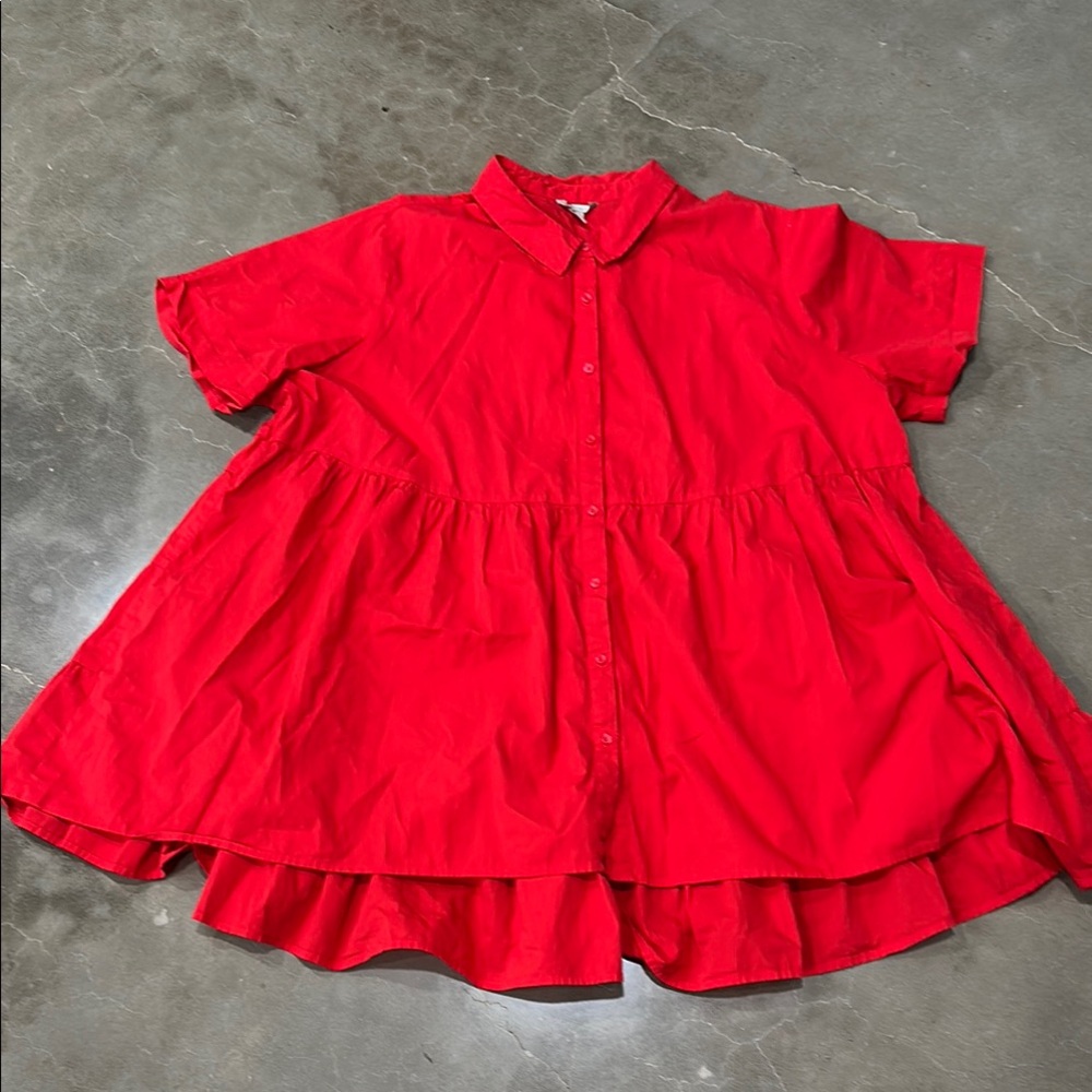 Plus Size Red Pleated Top